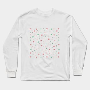 Doodle paw prints seamless pattern Long Sleeve T-Shirt